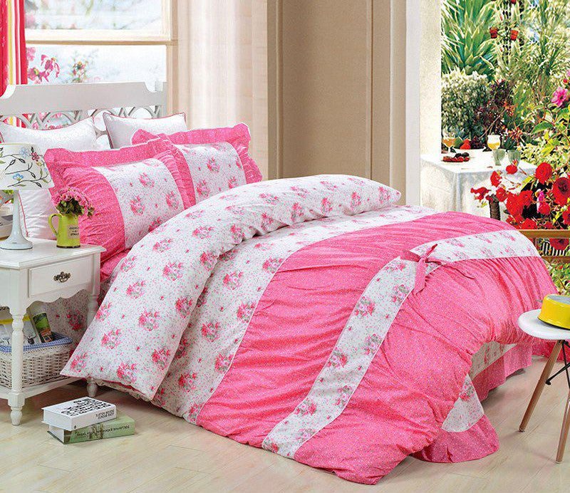 YADIDI 100% Cotton Classic Princess Polka Dot Girls Bedding Sets Bedroom Bed Sheet Duvet Cover Pillowcase Twin Queen King size-Dollar Bargains Online Shopping Australia