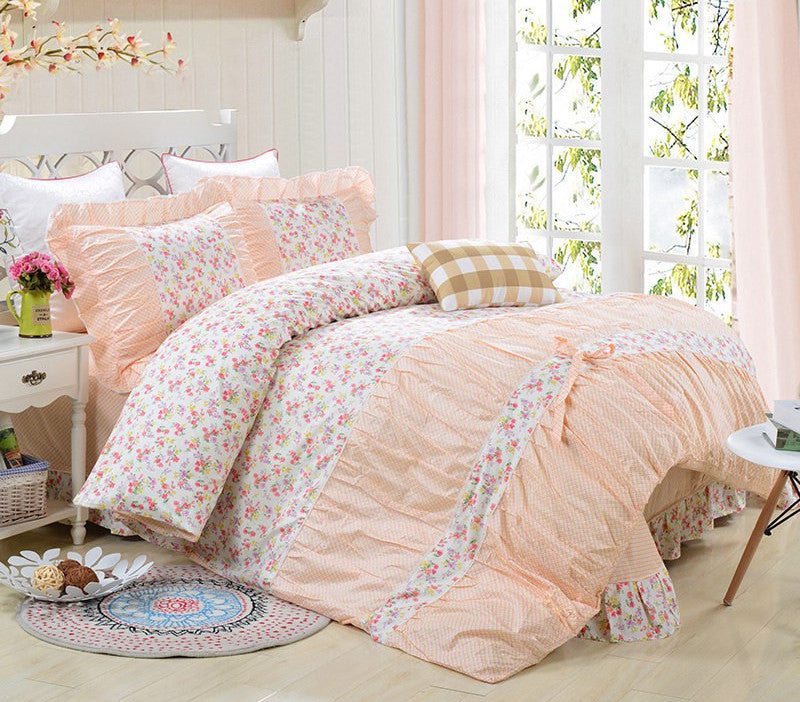 YADIDI 100% Cotton Classic Princess Polka Dot Girls Bedding Sets Bedroom Bed Sheet Duvet Cover Pillowcase Twin Queen King size-Dollar Bargains Online Shopping Australia