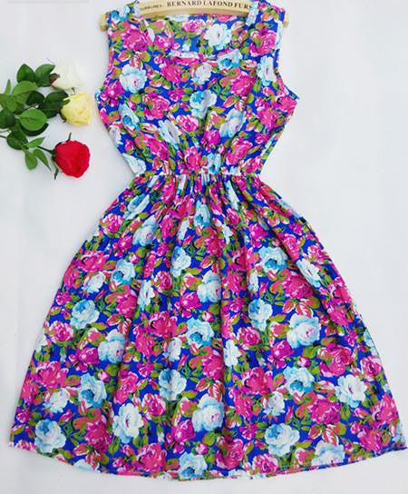 Summer Women Chiffon Dress Beach Floral Tank Fashion Dresses S M L XL XXL