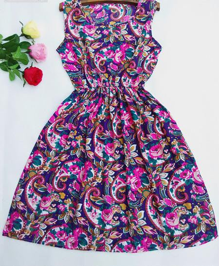 Summer Women Chiffon Dress Beach Floral Tank Fashion Dresses S M L XL XXL