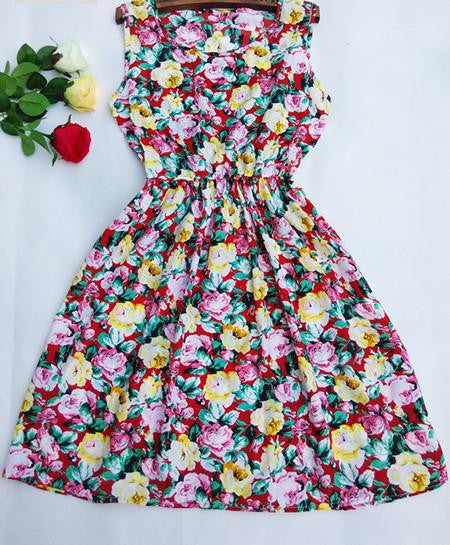 Summer Women Chiffon Dress Beach Floral Tank Fashion Dresses S M L XL XXL