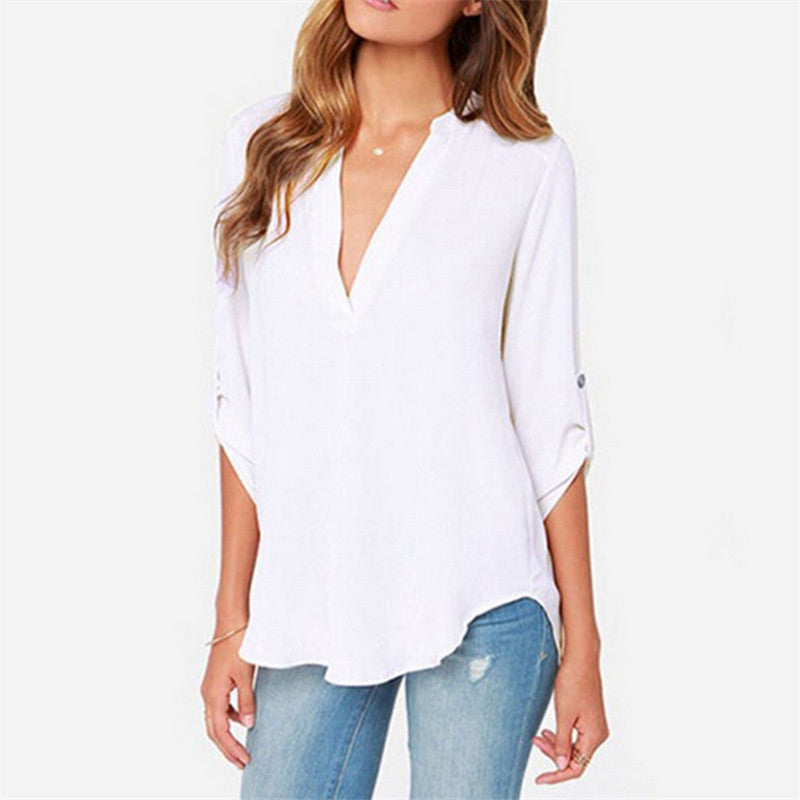 Online discount shop Australia - 9 colors Trendy S-5XL Plus Size Women Blouses Ladies Office Shirts Long Sleeve Top Women Clothing