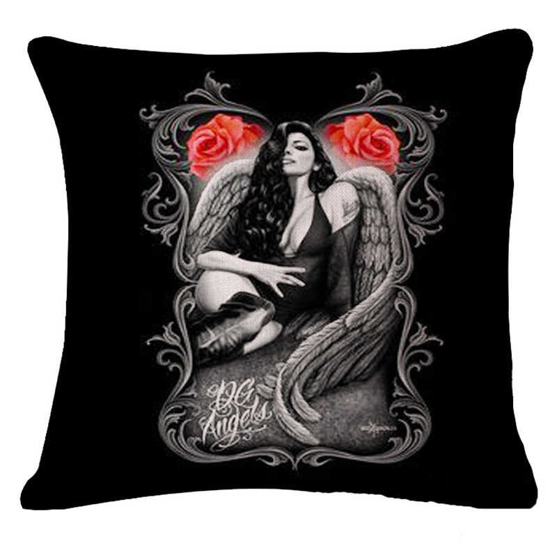 Pillowcase Skull Cushion Cover Cotton Linen Size 40*40 Printed Throw Pillows Decorative Housse De Coussin