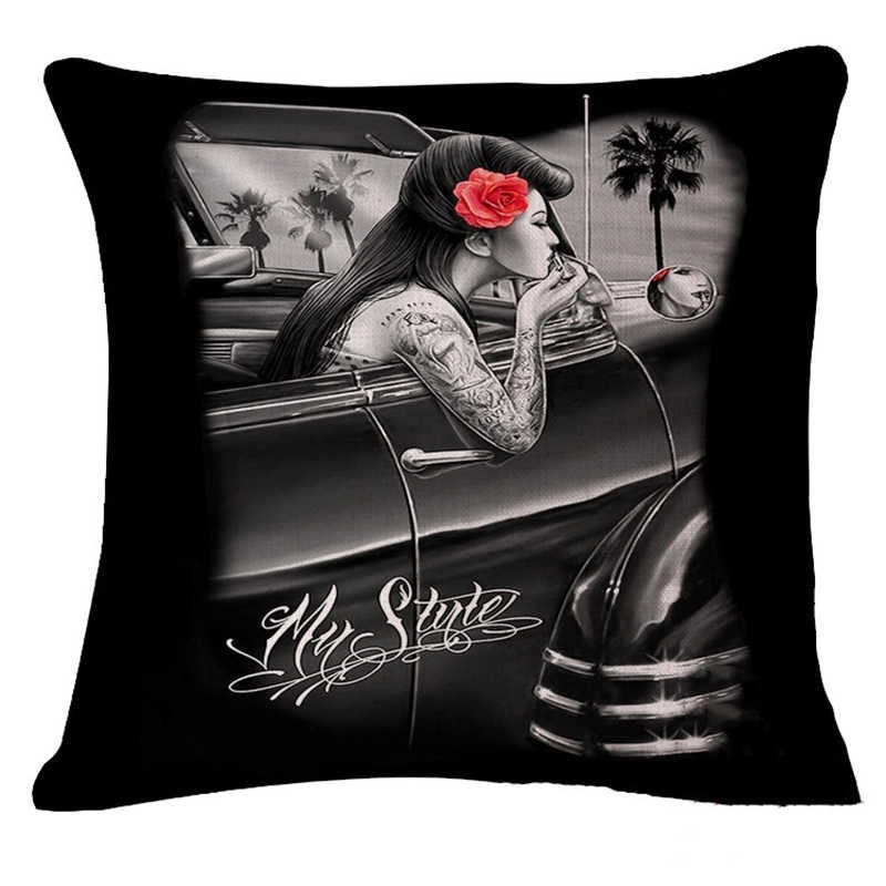 Pillowcase Skull Cushion Cover Cotton Linen Size 40*40 Printed Throw Pillows Decorative Housse De Coussin