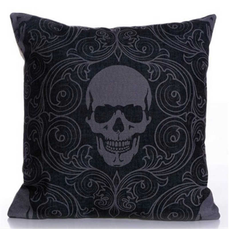 Pillowcase Skull Cushion Cover Cotton Linen Size 40*40 Printed Throw Pillows Decorative Housse De Coussin