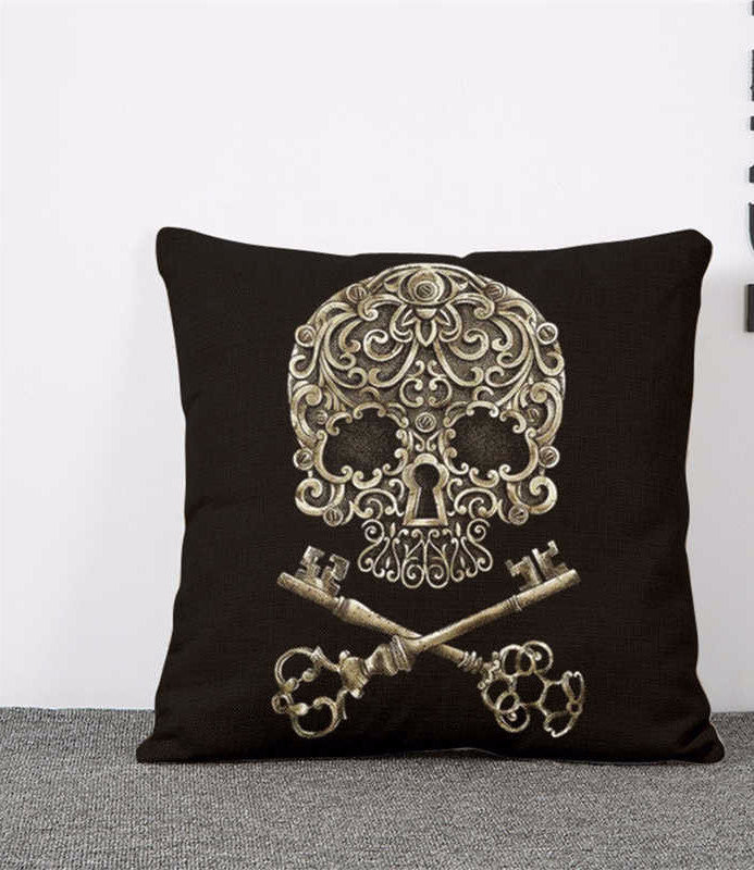 Pillowcase Skull Cushion Cover Cotton Linen Size 40*40 Printed Throw Pillows Decorative Housse De Coussin