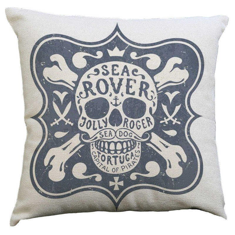 Pillowcase Skull Cushion Cover Cotton Linen Size 40*40 Printed Throw Pillows Decorative Housse De Coussin