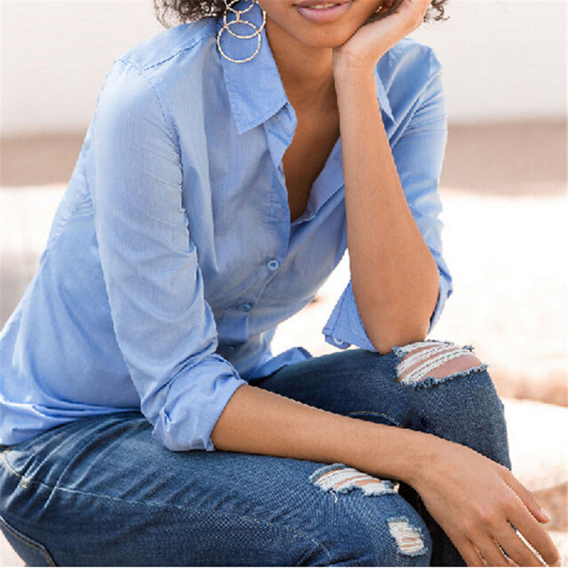 Fashion Blouse Shirt Women Work Wear Long Sleeve Tops Slim Women's Blouses Shirts Casual S-XL