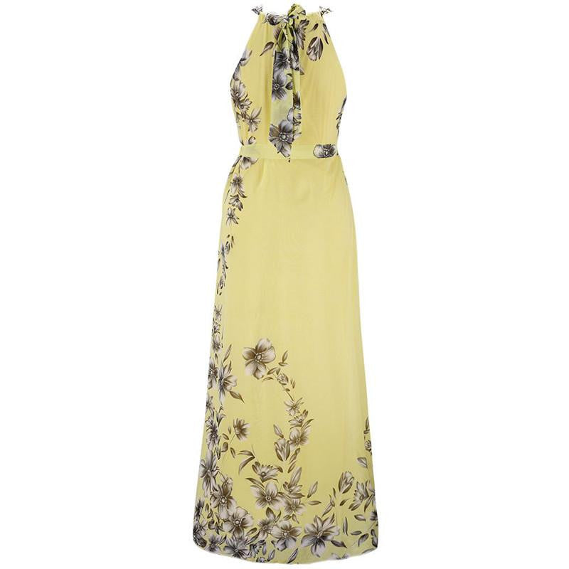Summer Style Women Long Dress O Neck Floral Print Chiffon Maxi Dress Elegant Casual Boho Party Dresses Vestidos With Belt
