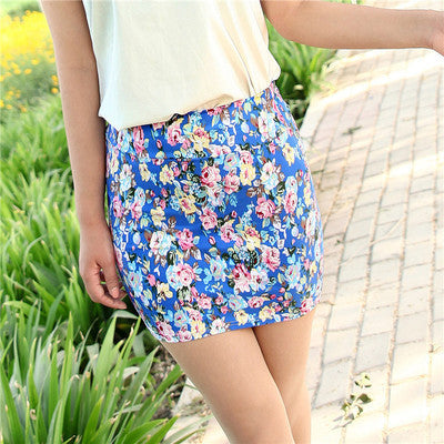 Online discount shop Australia - Floral Printed Women Skirt Girl Printing Short Skirts Sexy Hip Blue Red High Waist Office Lady Cloth