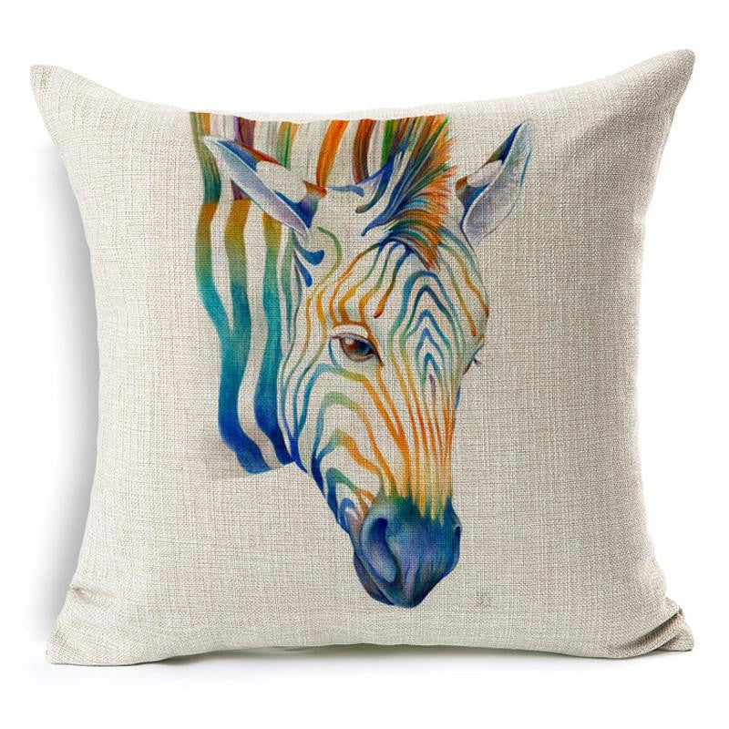 Wild Animal Decorative Cushion Cover 45x45CM (18x18IN) Elephant Owl Elk Square Throw Pillow Cover Cotton Linen Pillow Case