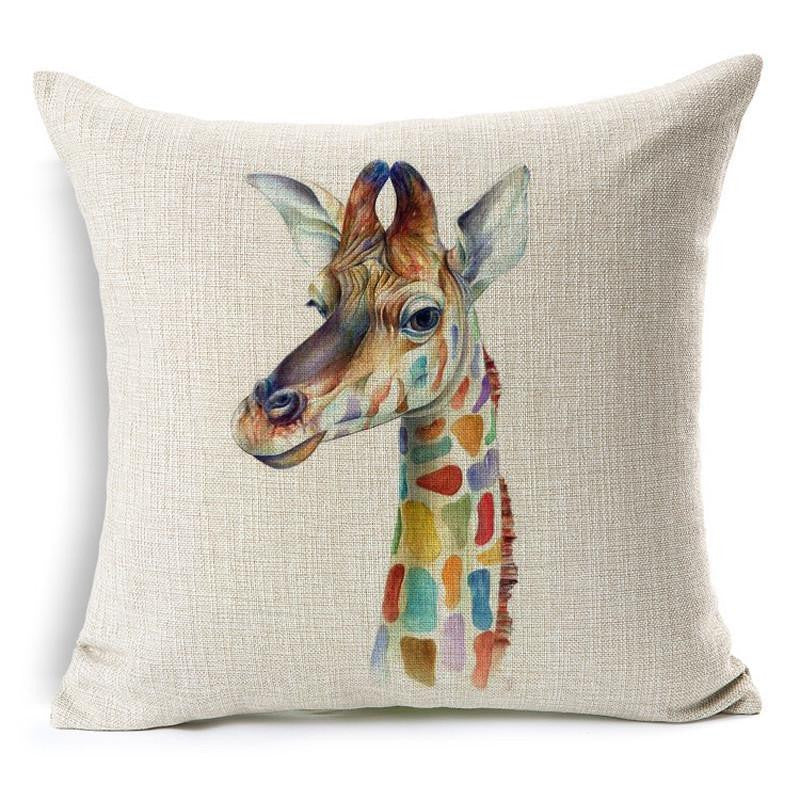 Wild Animal Decorative Cushion Cover 45x45CM (18x18IN) Elephant Owl Elk Square Throw Pillow Cover Cotton Linen Pillow Case