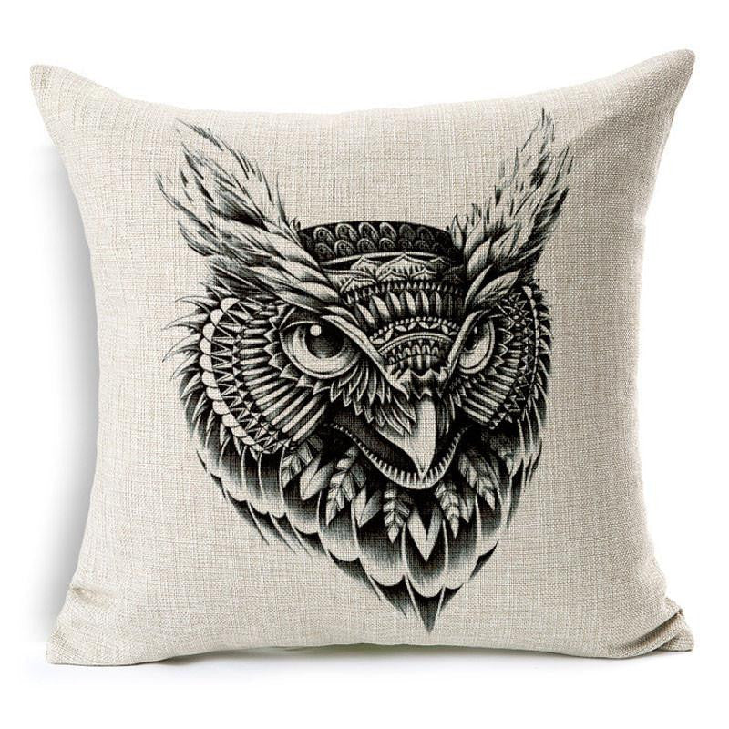 Wild Animal Decorative Cushion Cover 45x45CM (18x18IN) Elephant Owl Elk Square Throw Pillow Cover Cotton Linen Pillow Case