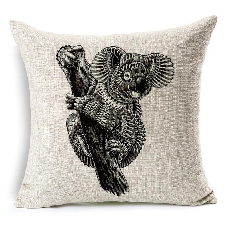 Wild Animal Decorative Cushion Cover 45x45CM (18x18IN) Elephant Owl Elk Square Throw Pillow Cover Cotton Linen Pillow Case