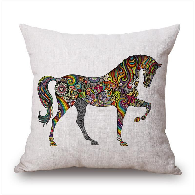 Wild Animal Decorative Cushion Cover 45x45CM (18x18IN) Elephant Owl Elk Square Throw Pillow Cover Cotton Linen Pillow Case