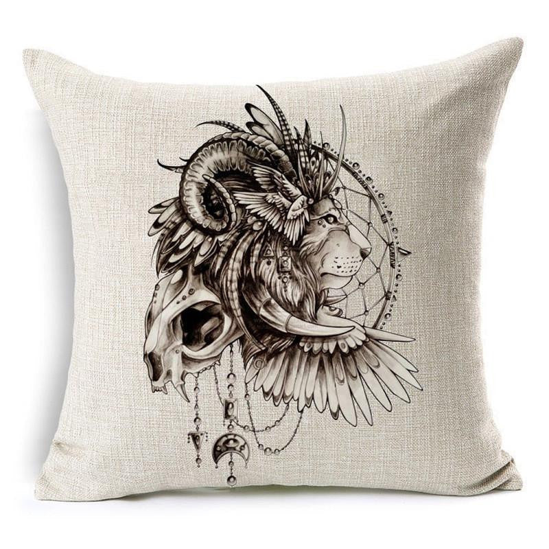 Wild Animal Decorative Cushion Cover 45x45CM (18x18IN) Elephant Owl Elk Square Throw Pillow Cover Cotton Linen Pillow Case