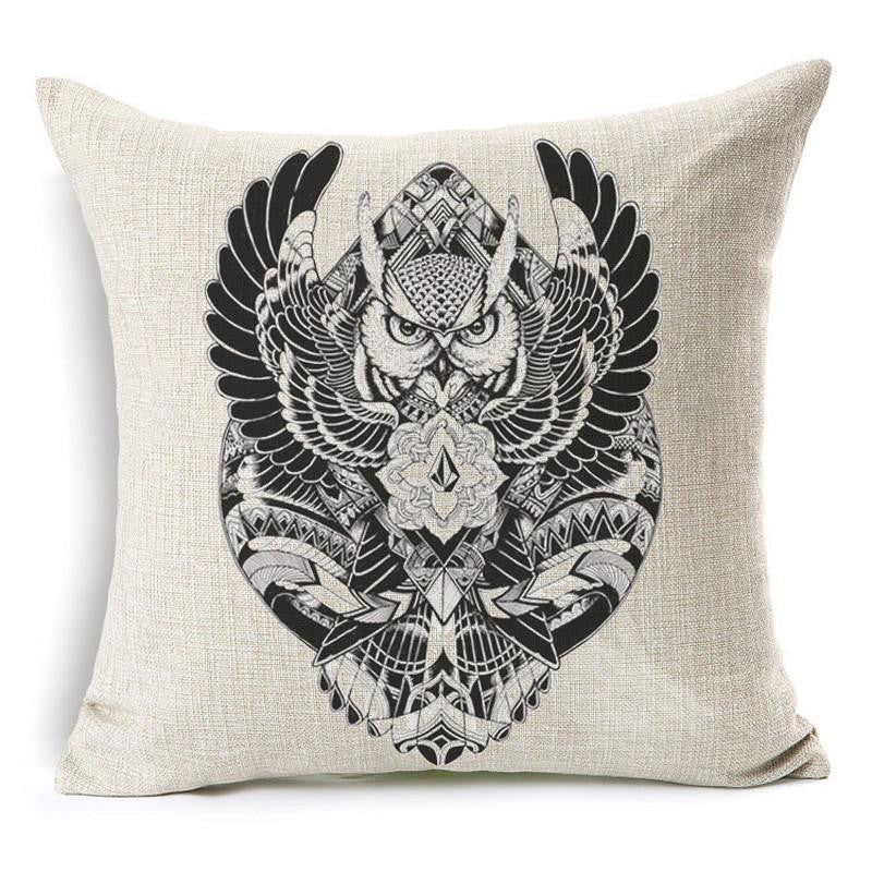 Wild Animal Decorative Cushion Cover 45x45CM (18x18IN) Elephant Owl Elk Square Throw Pillow Cover Cotton Linen Pillow Case