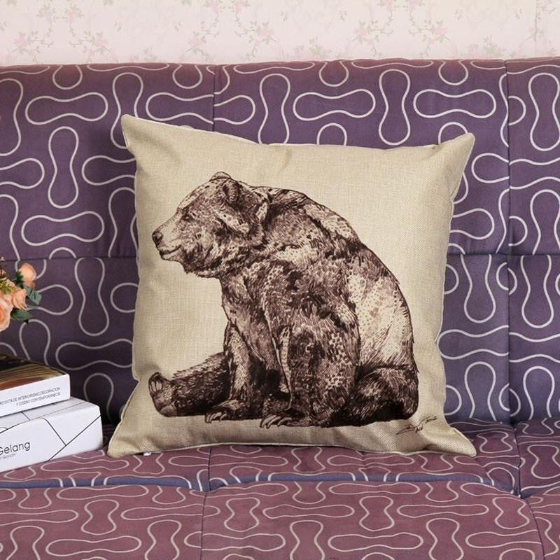 Wild Animal Decorative Cushion Cover 45x45CM (18x18IN) Elephant Owl Elk Square Throw Pillow Cover Cotton Linen Pillow Case