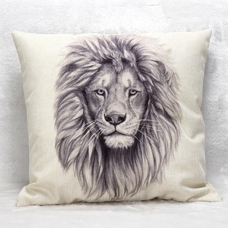 Wild Animal Decorative Cushion Cover 45x45CM (18x18IN) Elephant Owl Elk Square Throw Pillow Cover Cotton Linen Pillow Case