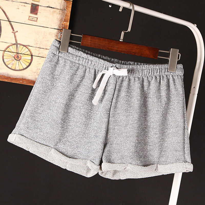 Fashion Women Elastic Waist Tunic Drawstring Elegant Beach Pocket Cuffs Casual Shorts