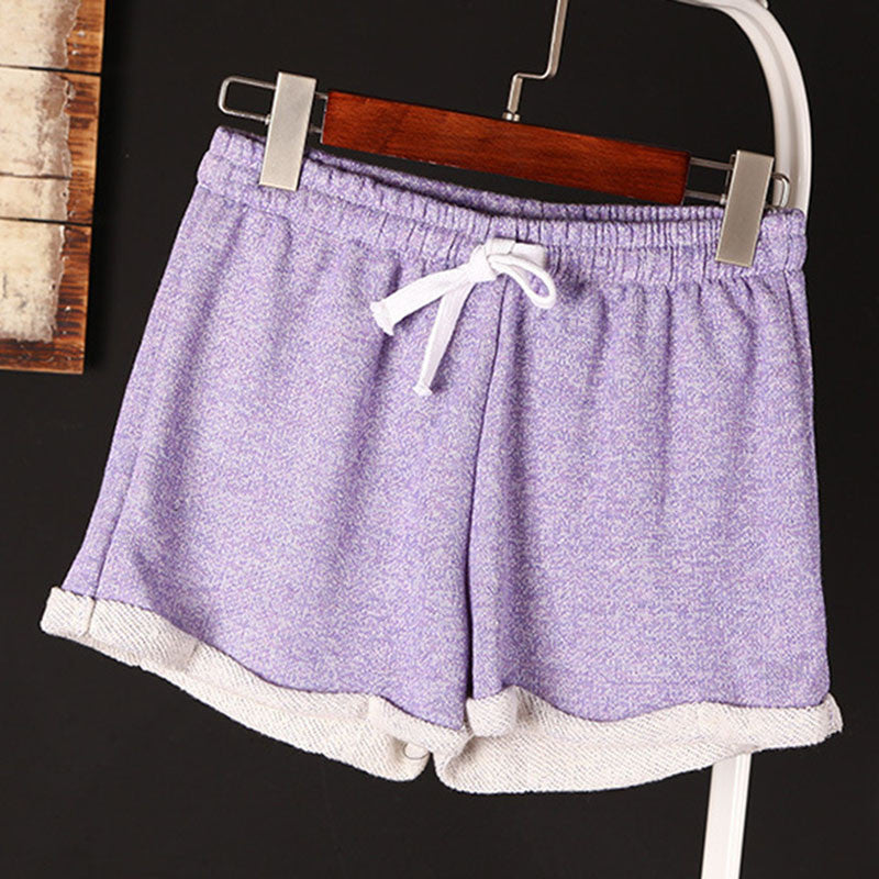 Fashion Women Elastic Waist Tunic Drawstring Elegant Beach Pocket Cuffs Casual Shorts