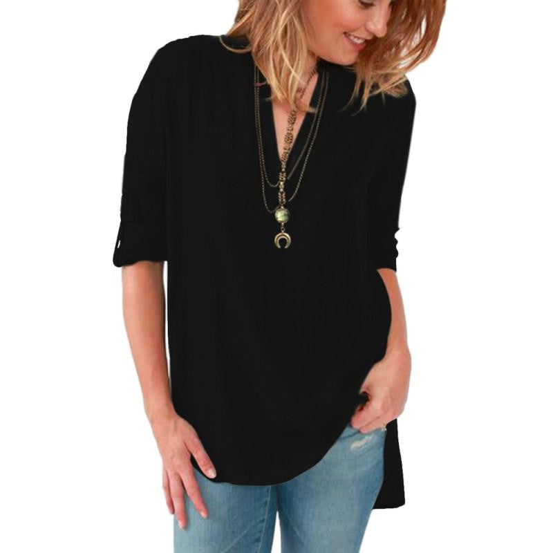 Women Blouses Long sleeve Shirts Solid V-neck Cotton Vintage Shirt Wild Casual Streetwear Loose Tops Plus Size Blouse