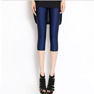 Solid Candy Neon Women Summer Leggings High Stretched Jeggings Fitness Clothing Ballet Cropped Trousers