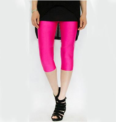 Solid Candy Neon Women Summer Leggings High Stretched Jeggings Fitness Clothing Ballet Cropped Trousers