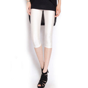 Solid Candy Neon Women Summer Leggings High Stretched Jeggings Fitness Clothing Ballet Cropped Trousers