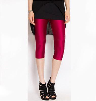 Solid Candy Neon Women Summer Leggings High Stretched Jeggings Fitness Clothing Ballet Cropped Trousers