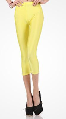 Solid Candy Neon Women Summer Leggings High Stretched Jeggings Fitness Clothing Ballet Cropped Trousers