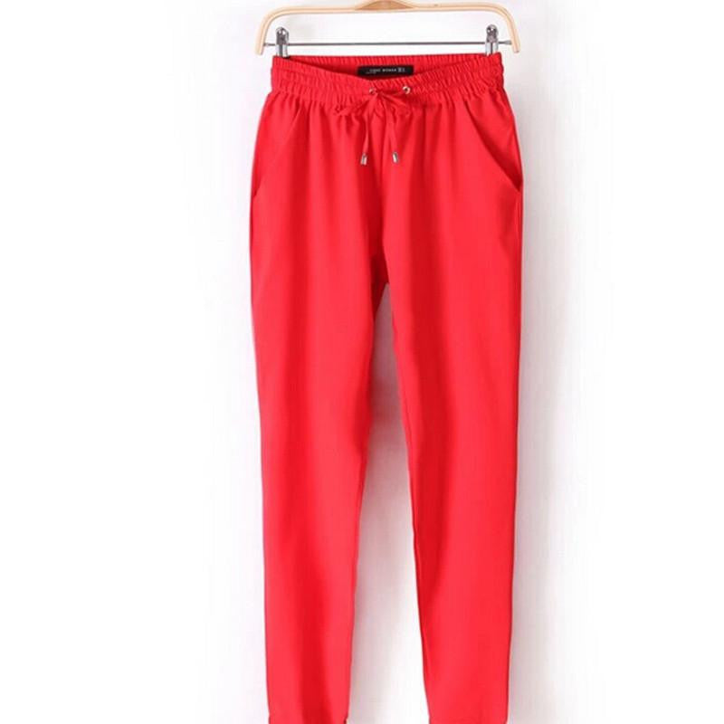 Women Chiffon Pant Casual Harem Pants Women Trousers Pantalones Elastic Waist Loose Drawstring Female 05