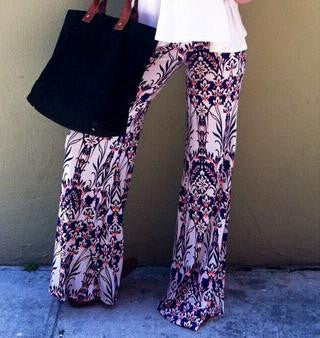 Summer Women Pants Casual High Waist Flare Wide Leg Long Pants Palazzo Trousers Floral Plus Size Classic Pant Preppy