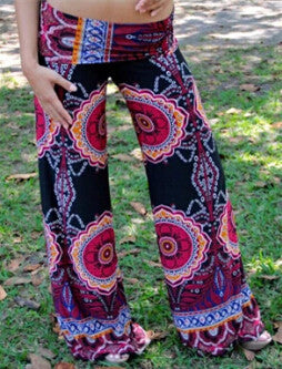 Summer Women Pants Casual High Waist Flare Wide Leg Long Pants Palazzo Trousers Floral Plus Size Classic Pant Preppy