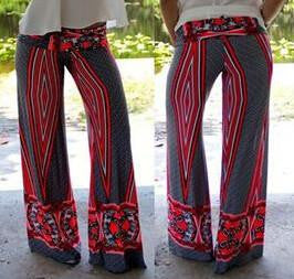 Summer Women Pants Casual High Waist Flare Wide Leg Long Pants Palazzo Trousers Floral Plus Size Classic Pant Preppy