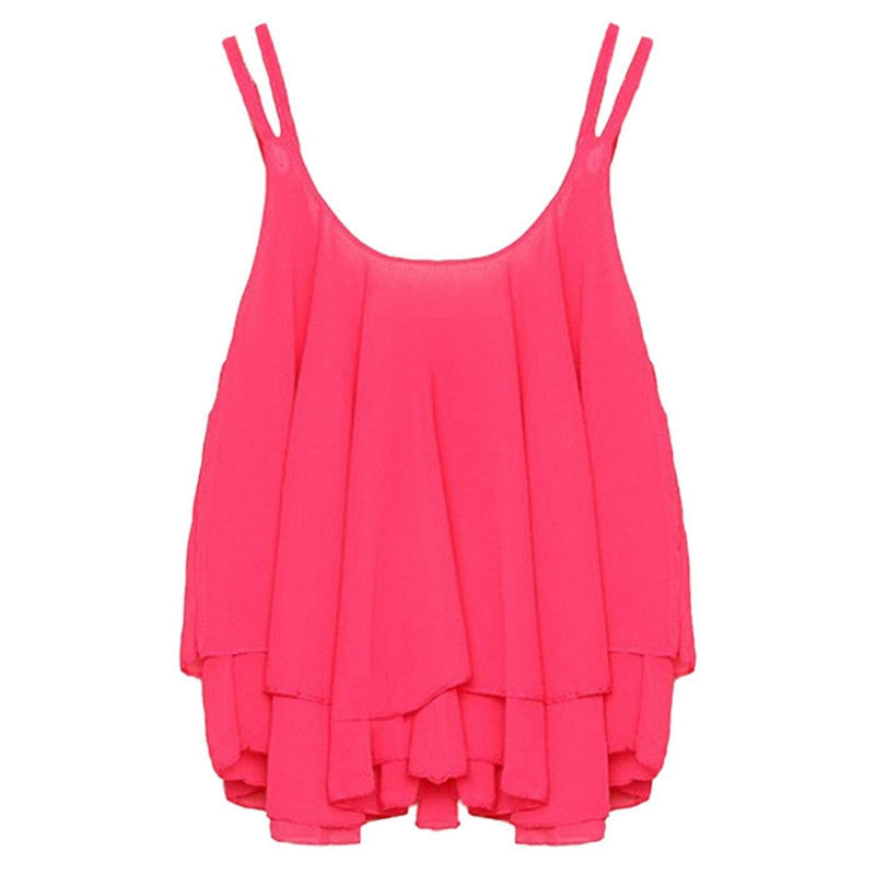 Online discount shop Australia - Casual Shirts Sleeveless Spaghetti Strap Sexy Chiffon Women Blouses Vest Tops