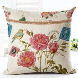 Vintage Flowers Cotton Linen Cushion Cover Decorative Pillowcase Chair Seat and Waist Square 45x45cm Pillow Cover Home Living