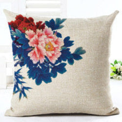 Vintage Flowers Cotton Linen Cushion Cover Decorative Pillowcase Chair Seat and Waist Square 45x45cm Pillow Cover Home Living