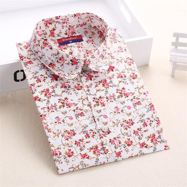 Vintage Top Floral Shirts Women Cotton Linen Blouses Elegant Ladies Tops Long Sleeve Shirt Casual Women Clothing