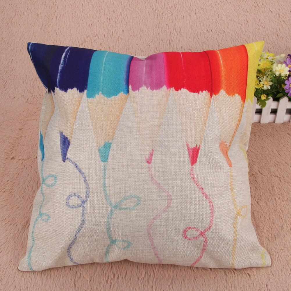 Online discount shop Australia - Fashion Natural Creative Pencil Pattern Cotton Pillow Cushion With Hidden Zip 45cm * 45cm * 1cm Home Textile