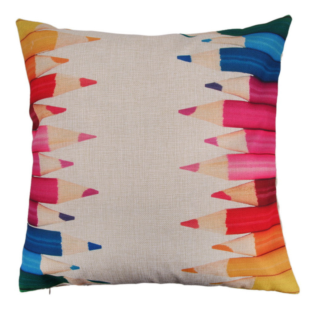 Online discount shop Australia - Fashion Natural Creative Pencil Pattern Cotton Pillow Cushion With Hidden Zip 45cm * 45cm * 1cm Home Textile