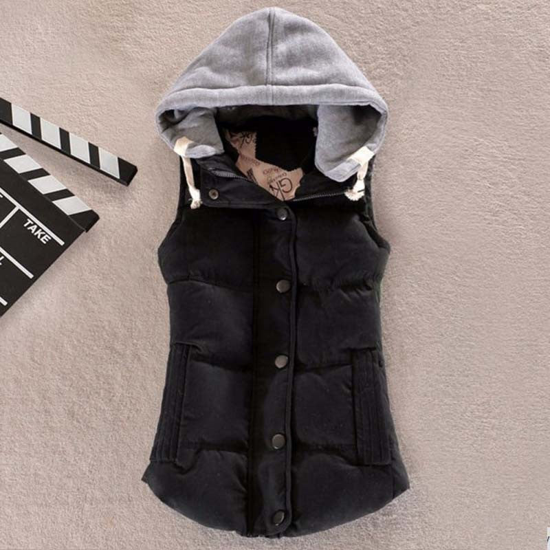 Online discount shop Australia - 1PC Women Vest  Hooded Cotton Padded Veste  Gilet Waistcoat 10 Colors ZZ3396