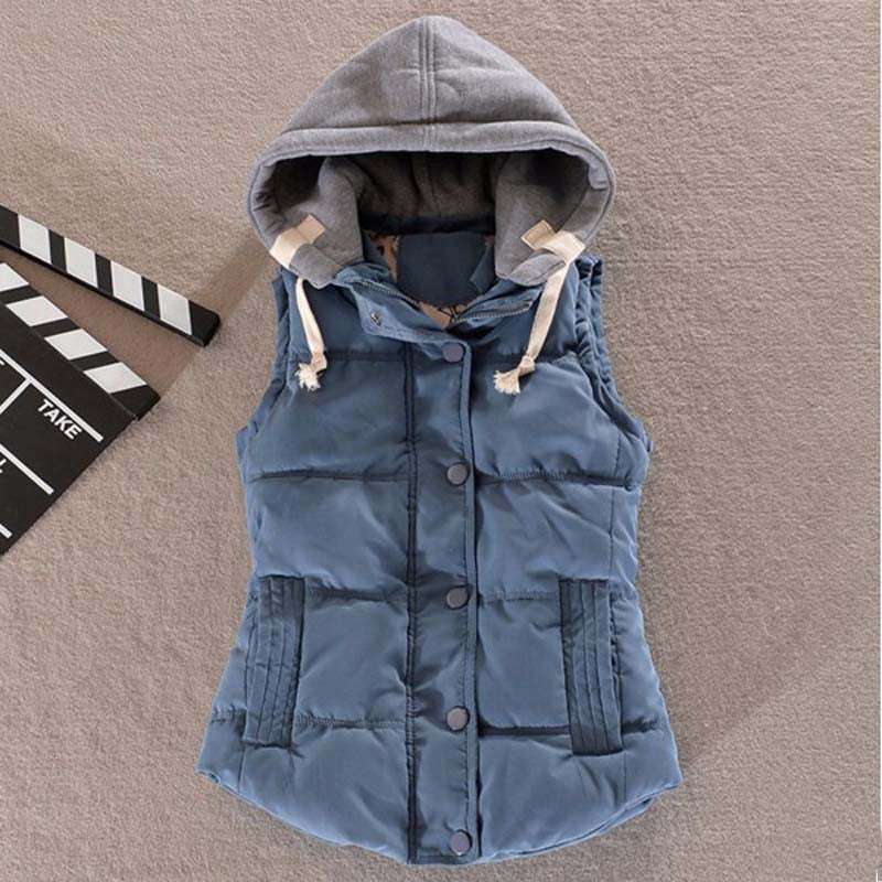 Online discount shop Australia - 1PC Women Vest  Hooded Cotton Padded Veste  Gilet Waistcoat 10 Colors ZZ3396