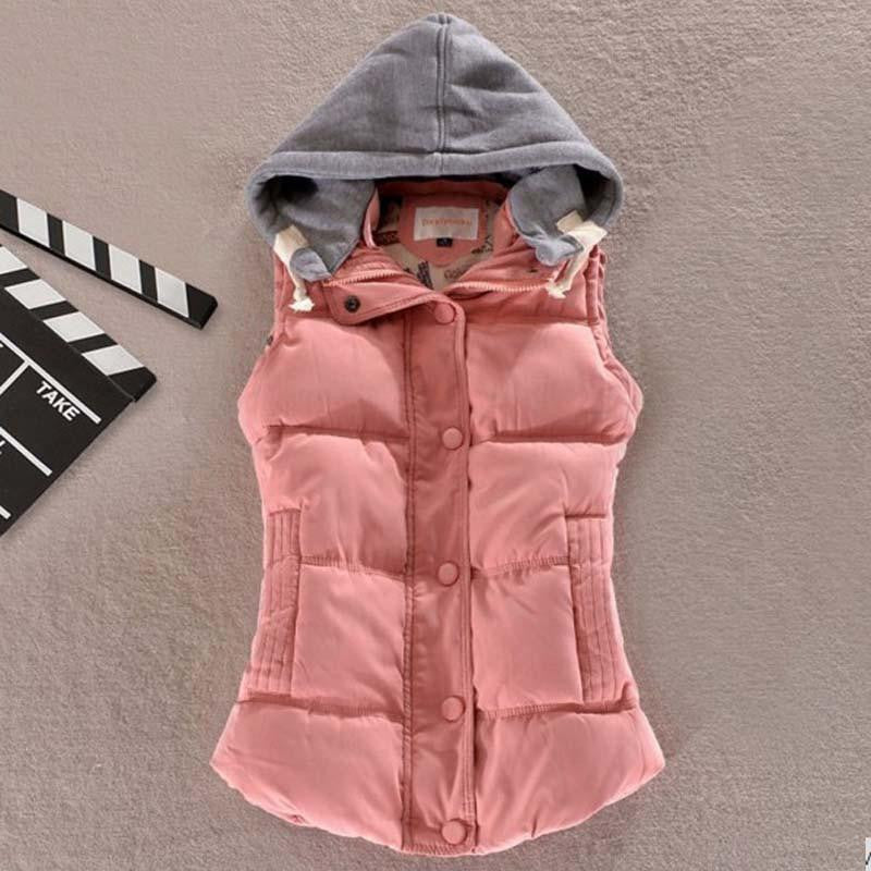 Online discount shop Australia - 1PC Women Vest  Hooded Cotton Padded Veste  Gilet Waistcoat 10 Colors ZZ3396