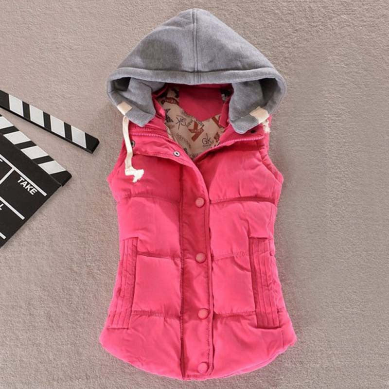 Online discount shop Australia - 1PC Women Vest  Hooded Cotton Padded Veste  Gilet Waistcoat 10 Colors ZZ3396
