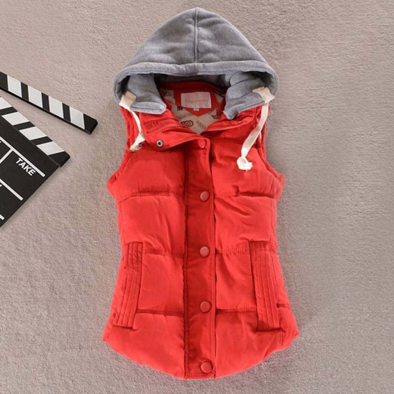 Online discount shop Australia - 1PC Women Vest  Hooded Cotton Padded Veste  Gilet Waistcoat 10 Colors ZZ3396