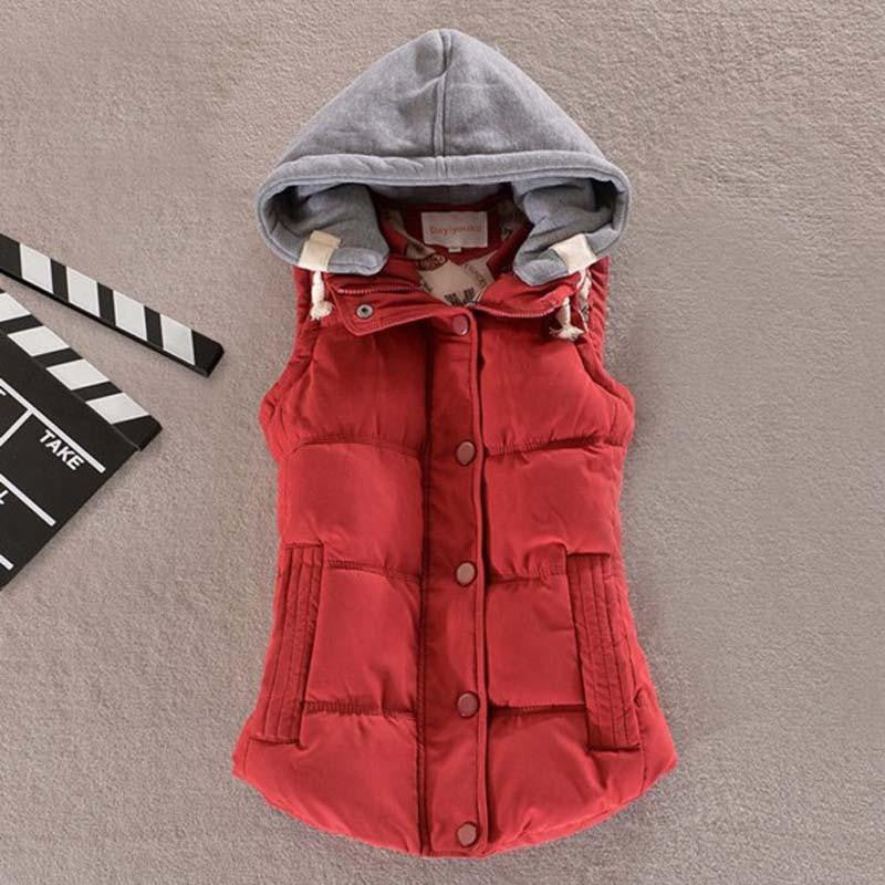 Online discount shop Australia - 1PC Women Vest  Hooded Cotton Padded Veste  Gilet Waistcoat 10 Colors ZZ3396