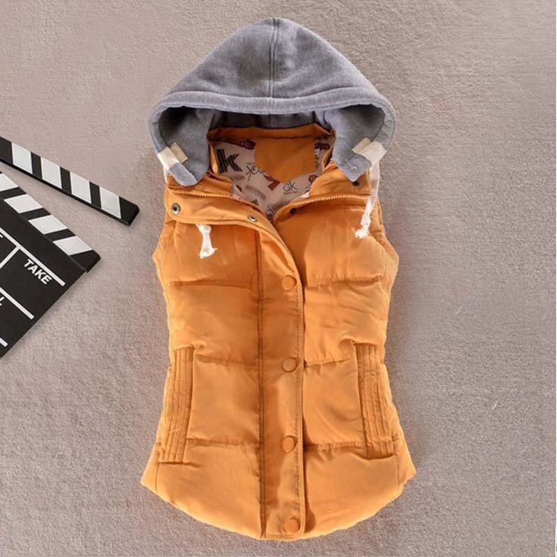 Online discount shop Australia - 1PC Women Vest  Hooded Cotton Padded Veste  Gilet Waistcoat 10 Colors ZZ3396