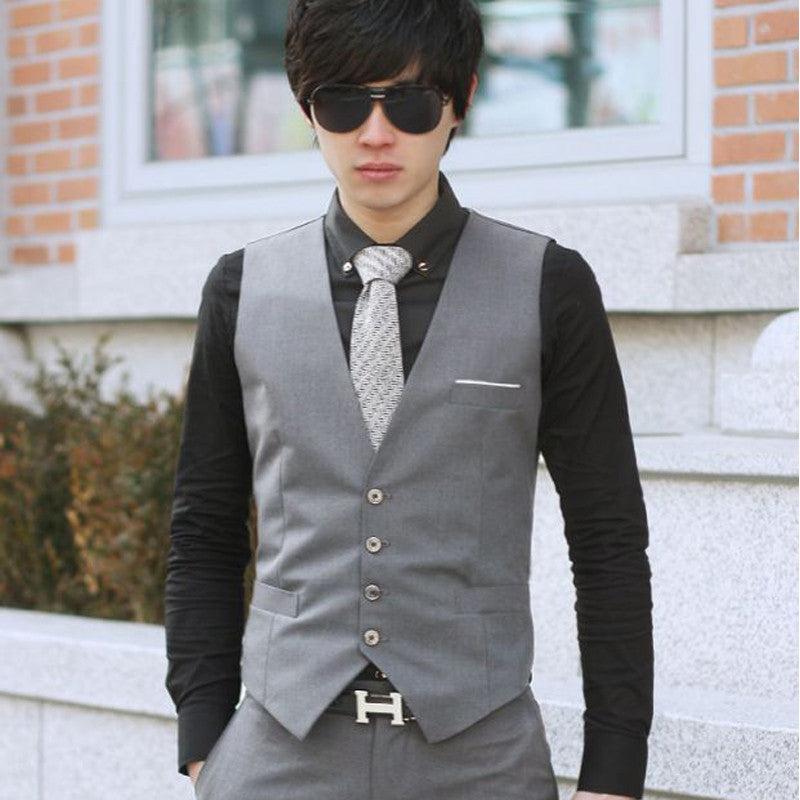 Fashion Gilet Homme Business Suit Vests Slim Fit Men Waistcoat Single Button Men Dress Vest Plus Size 3XL-Dollar Bargains Online Shopping Australia