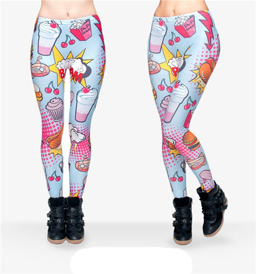 Mix City 3D Print Muffin Jersey Leggings Fashion Casual Women/girl Leggings Pink Fitness Legging Pants High Elastic-Dollar Bargains Online Shopping Australia